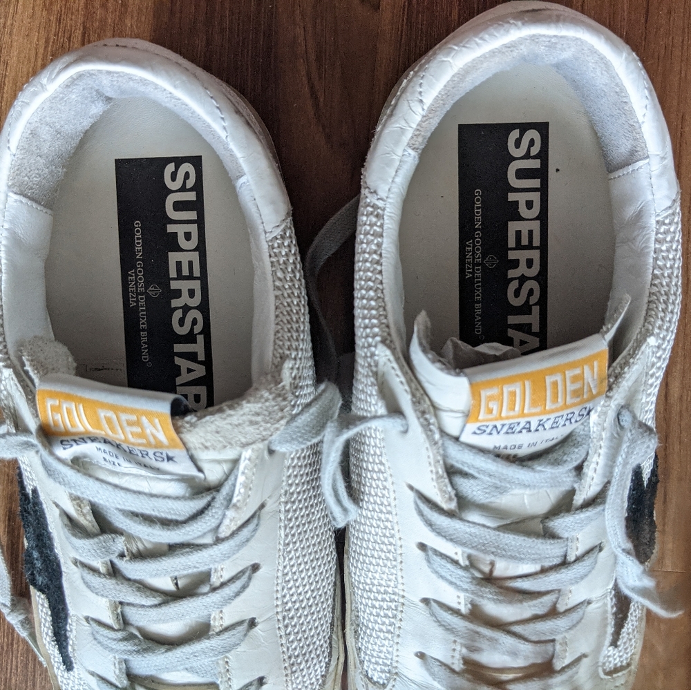 Golden Goose White Distressed Super Star Sneakers - Picture 2 of 5